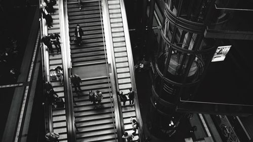 High angle view of escalator