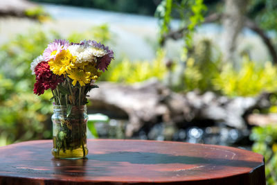 Close-up of flower vase on table