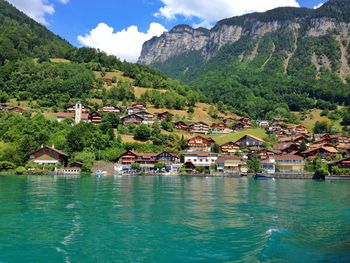 Scenic view of lake and mountains