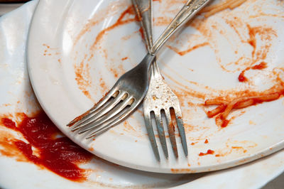 Close-up of ice cream in plate on table