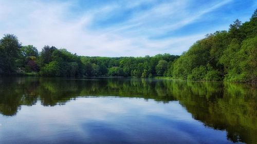 Scenic view of lake against sky