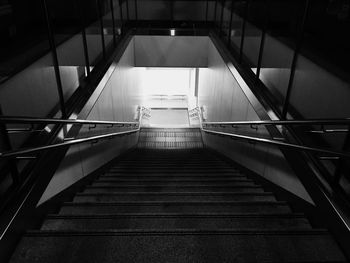 High angle view of staircase at subway
