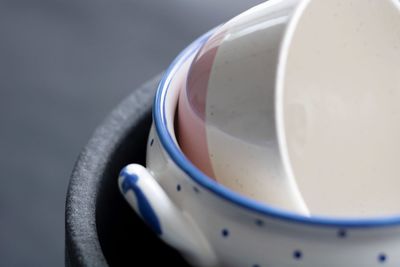 Close-up of coffee cup on table