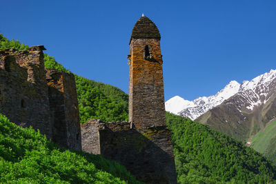 Ancient tower in the mountains of chechnya
