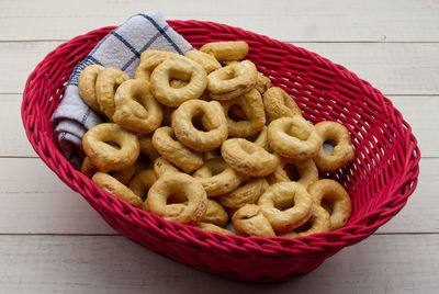 Close-up of food in basket on table