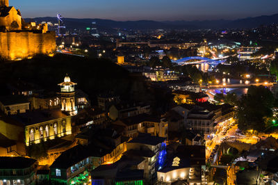 Night time panorama of tblisi, georgia