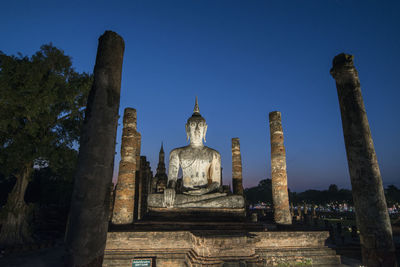 Low angle view of old temple against sky