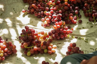 High angle view of fruits on table