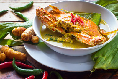 Close-up of seafood in plate