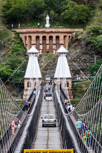 High angle view of footbridge