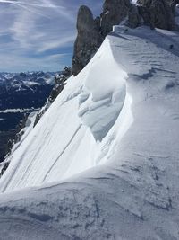 Snow covered mountain against sky
