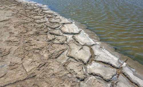 High angle view of rippled water