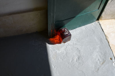 Piece of glass blocking a door in murano.