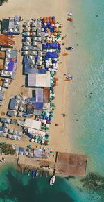 High angle view of people on beach