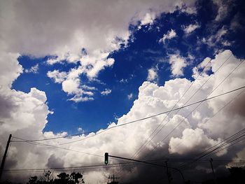 Low angle view of cables against sky