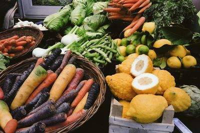 Close-up of fruits for sale in market