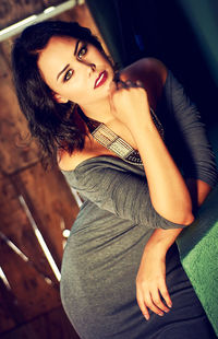 Portrait of beautiful woman at home