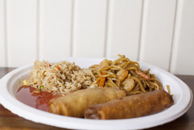 Close-up of food served in plate