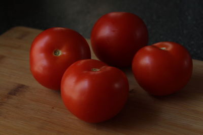 High angle view of tomatoes on table