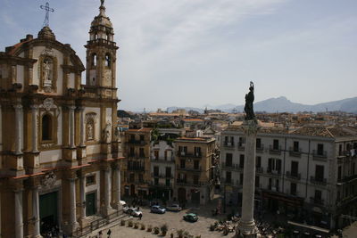 View of cathedral in city against sky