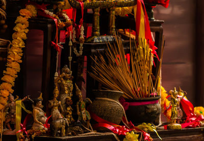 Various flowers in building at temple