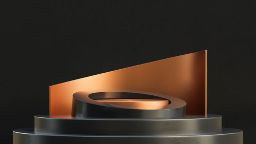 High angle view of electric lamp on table against black background