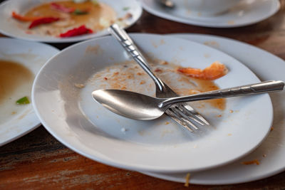 High angle view of ice cream in plate