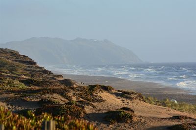 Scenic view of sea against clear sky