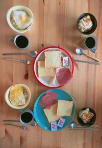 Directly above shot of breakfast on table