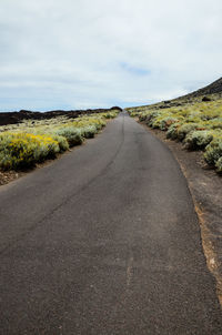 Surface level of road against sky