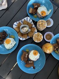 High angle view of food on table