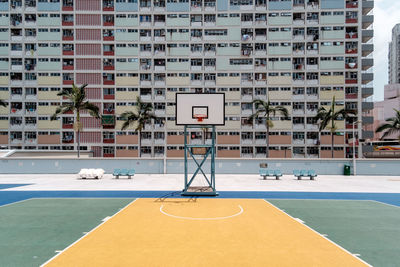 Basketball hoop in city