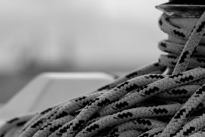 Close-up of rope tied on boat