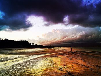 Scenic view of landscape against cloudy sky