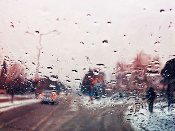 Wet glass window in rainy season