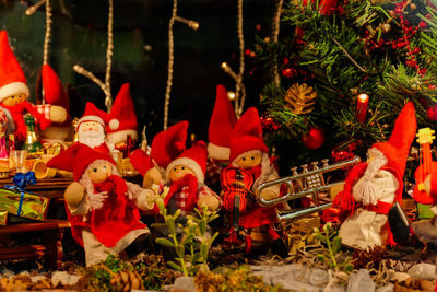 Christmas decorations in market stall