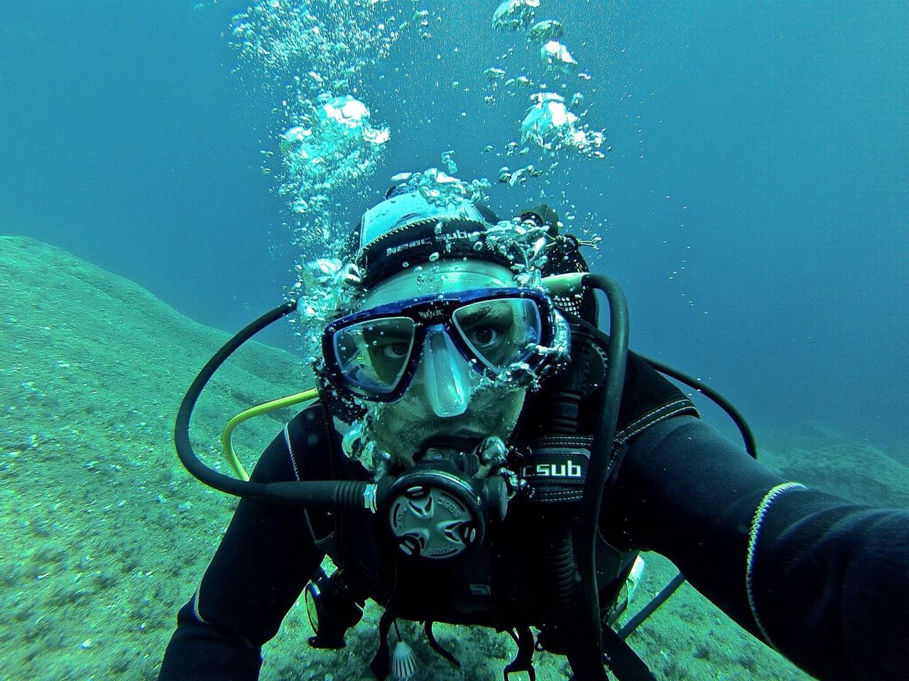 lifestyles, leisure activity, water, personal perspective, men, blue, low section, person, part of, high angle view, unrecognizable person, underwater, holding, exploration, day, close-up