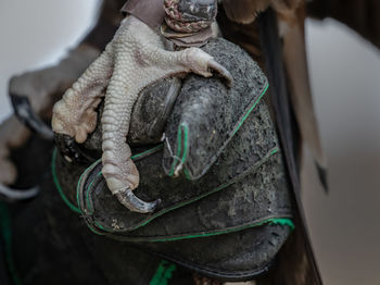 High angle view of shoes tied up at home