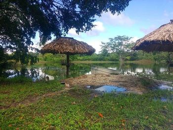 Scenic view of lake against sky