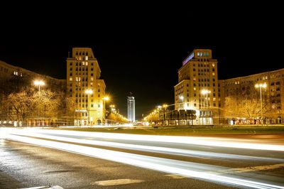 View of light trails in berlin city