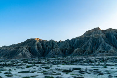 Scenic view of mountain against clear sky