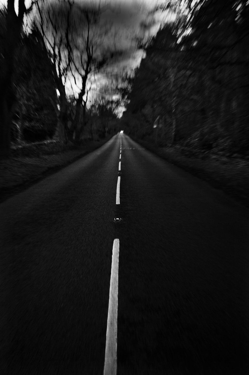 the way forward, diminishing perspective, vanishing point, transportation, road, road marking, sky, tree, long, empty road, asphalt, tranquility, country road, empty, nature, tranquil scene, surface level, outdoors, no people, straight