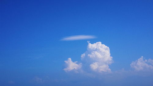 Low angle view of clouds in blue sky