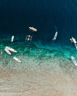 High angle view of people on sea