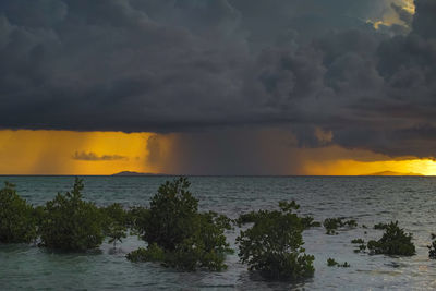 Scenic view of sea against sky during sunset