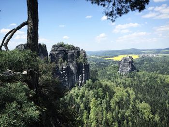 Scenic view of saxon switzerland against sky