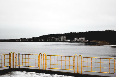 Scenic view of lake against clear sky