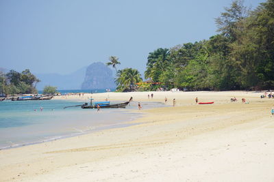 Scenic view of beach against clear sky