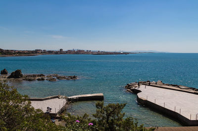 High angle view of sea against sky