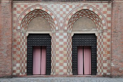 Brick textures in the facade of a church 